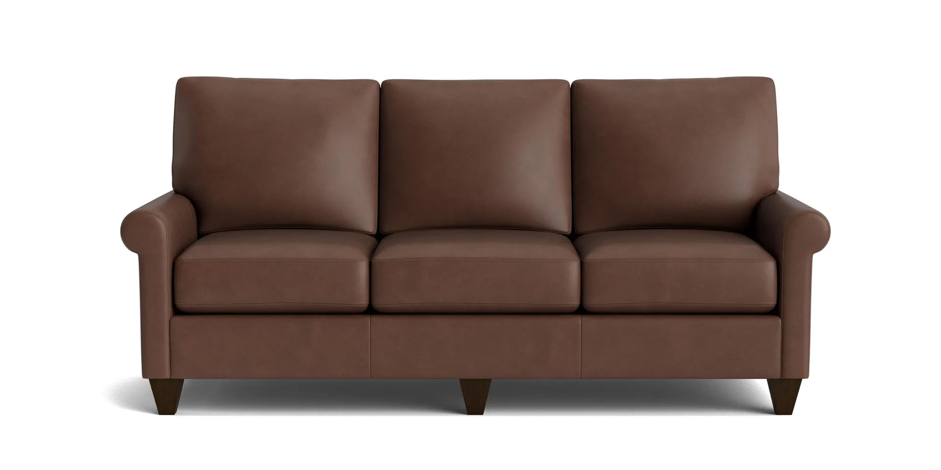 True Custom® Leather Roll Arm Sofa