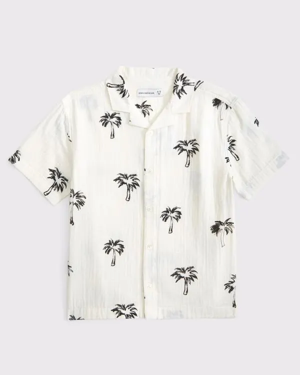resort short-sleeve gauzy shirt