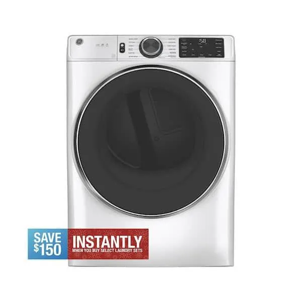 7.8 cu.ft. Smart Front Load Electric Dryer in White with Steam and Sanitize