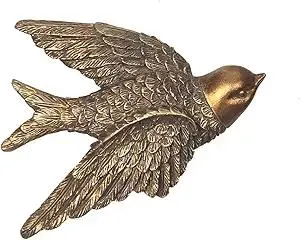 S-MANTIS Vintage Wall Sculpture, Antique Pediment Hallway Wall Art, Hand Painted Bird With Exquisite Wing And Feather Details, Aesthetic Room Decor Unique Gift (Antique Bird)