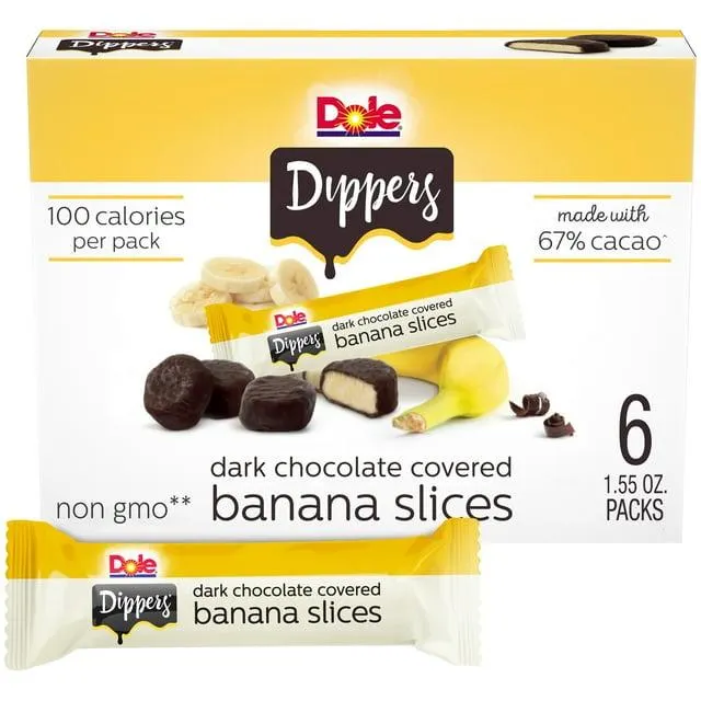 (6 Pack) Dole Dark Chocolate Frozen Banana Dippers, 1.55 oz