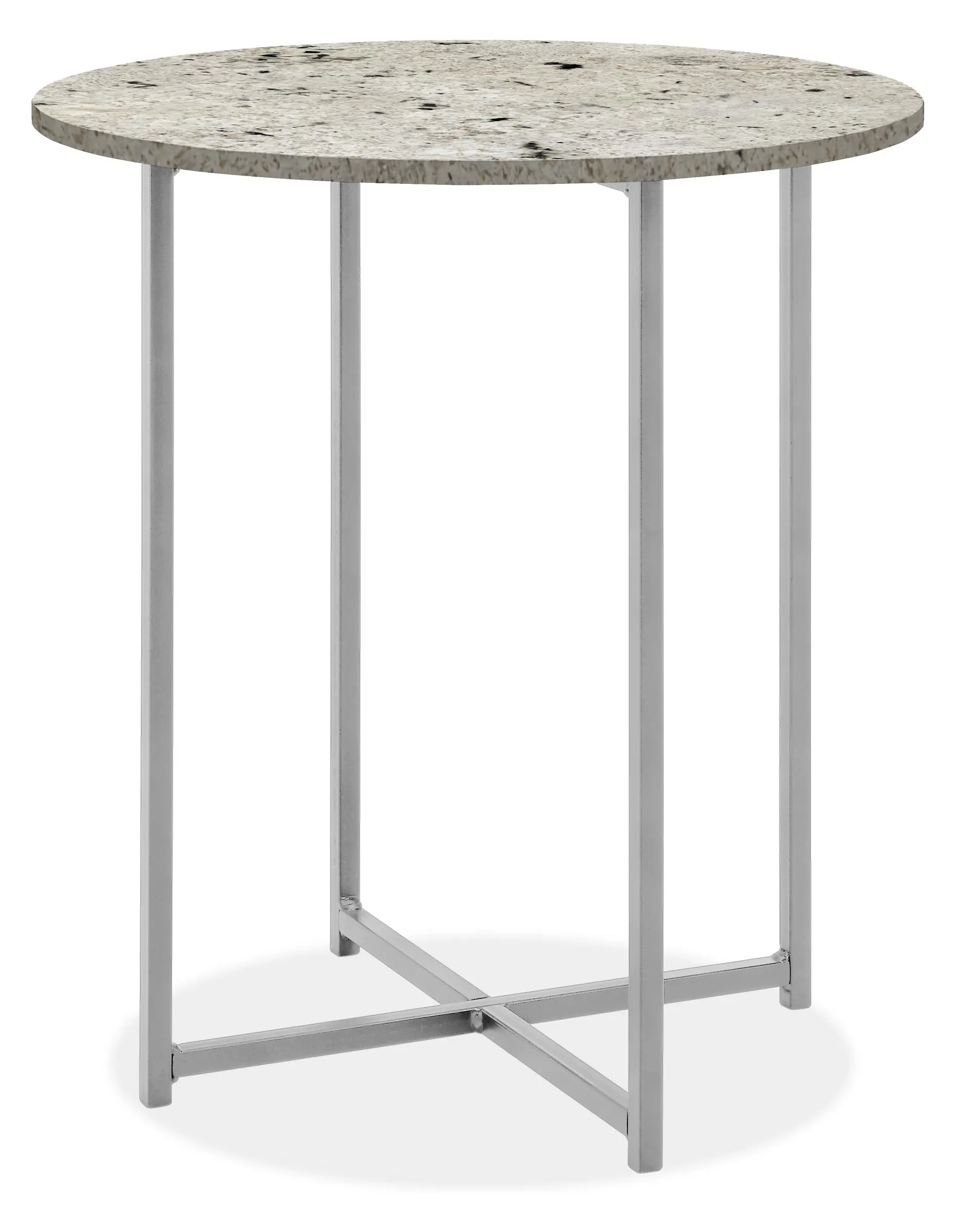 Classic 22 diam 22h Round End Table in Stainless Steel w/Mayfair White Top