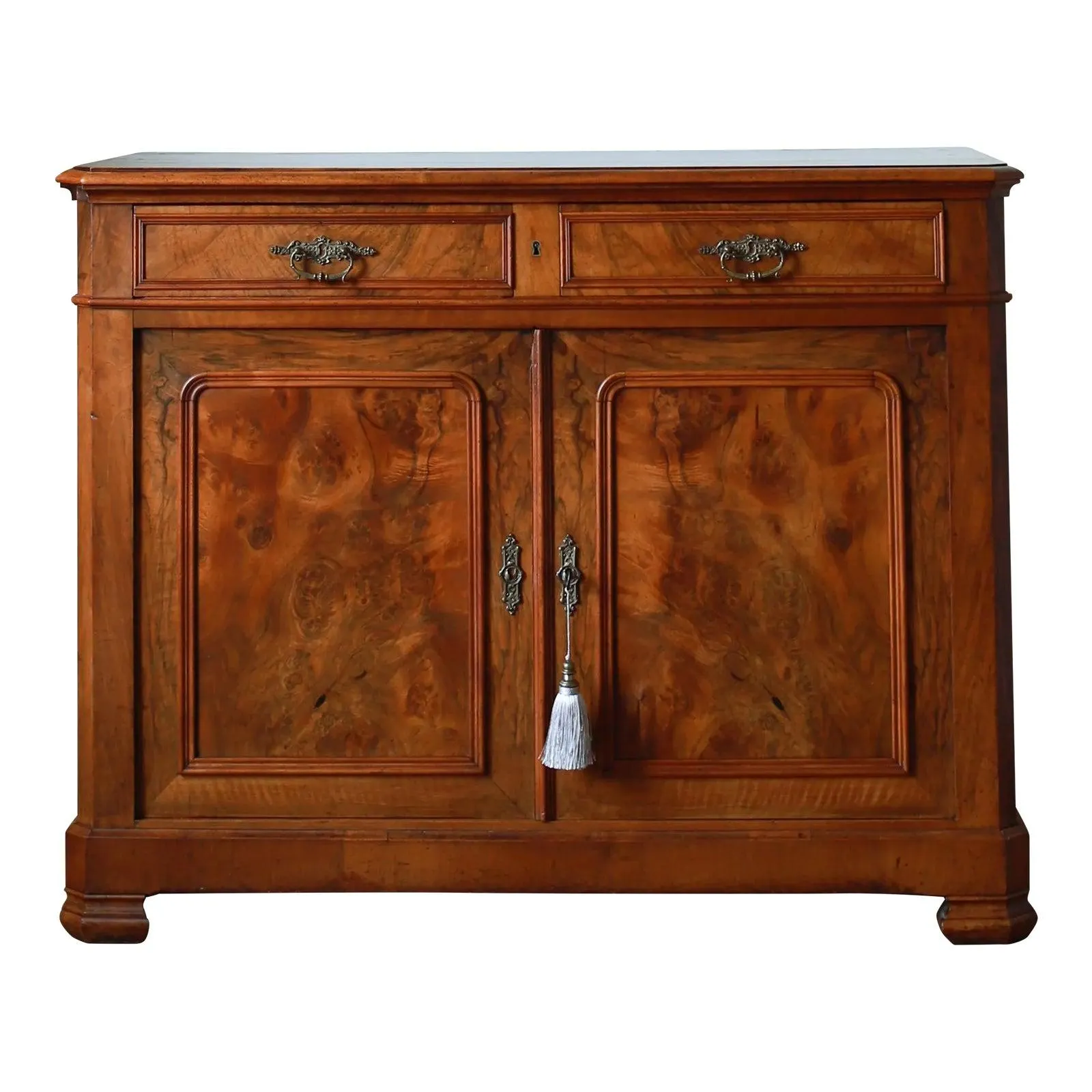 French 19th Century Louis Philippe Commode, Walnut Burl Wood Cabinet
