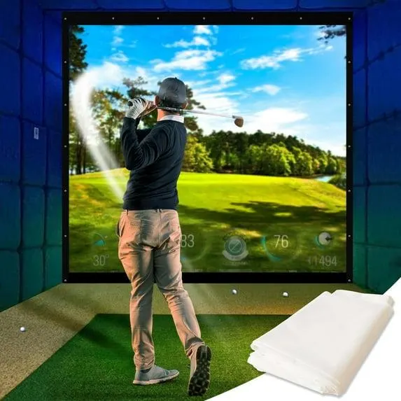 KHAMPA 9' 10" x 9' 10" Golf Impact Screen for Simulators | Indoor Use with Grommets & Reinforced Border