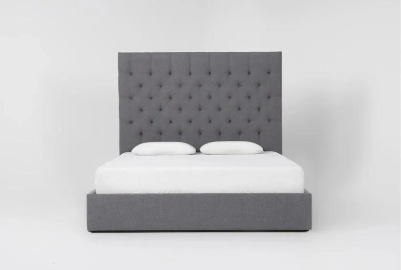 Vera Dream Grey Diamond Tufted 68"H Queen Upholstered Platform Bed With Storage