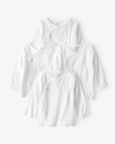 Baby 4-Pack Side-Snap Tees - White