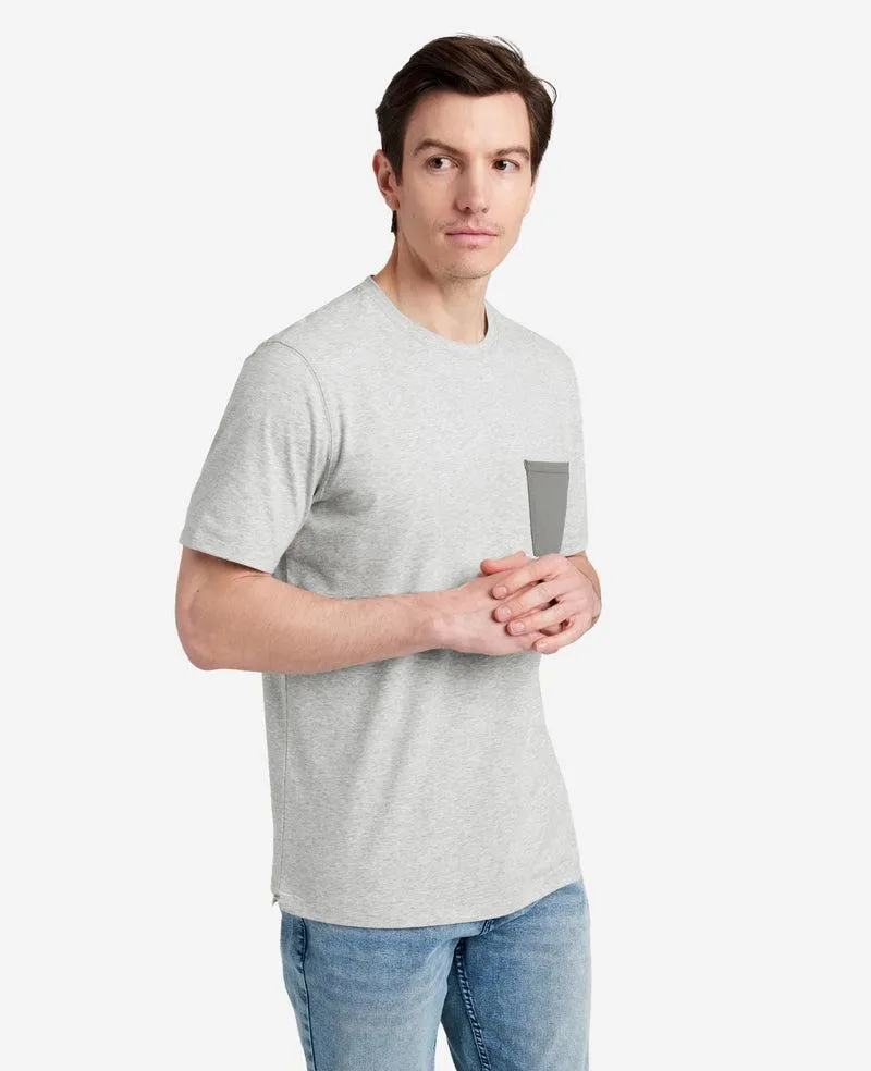 Colorblock Pocket Crew Neck T-Shirt - Heather/Grey