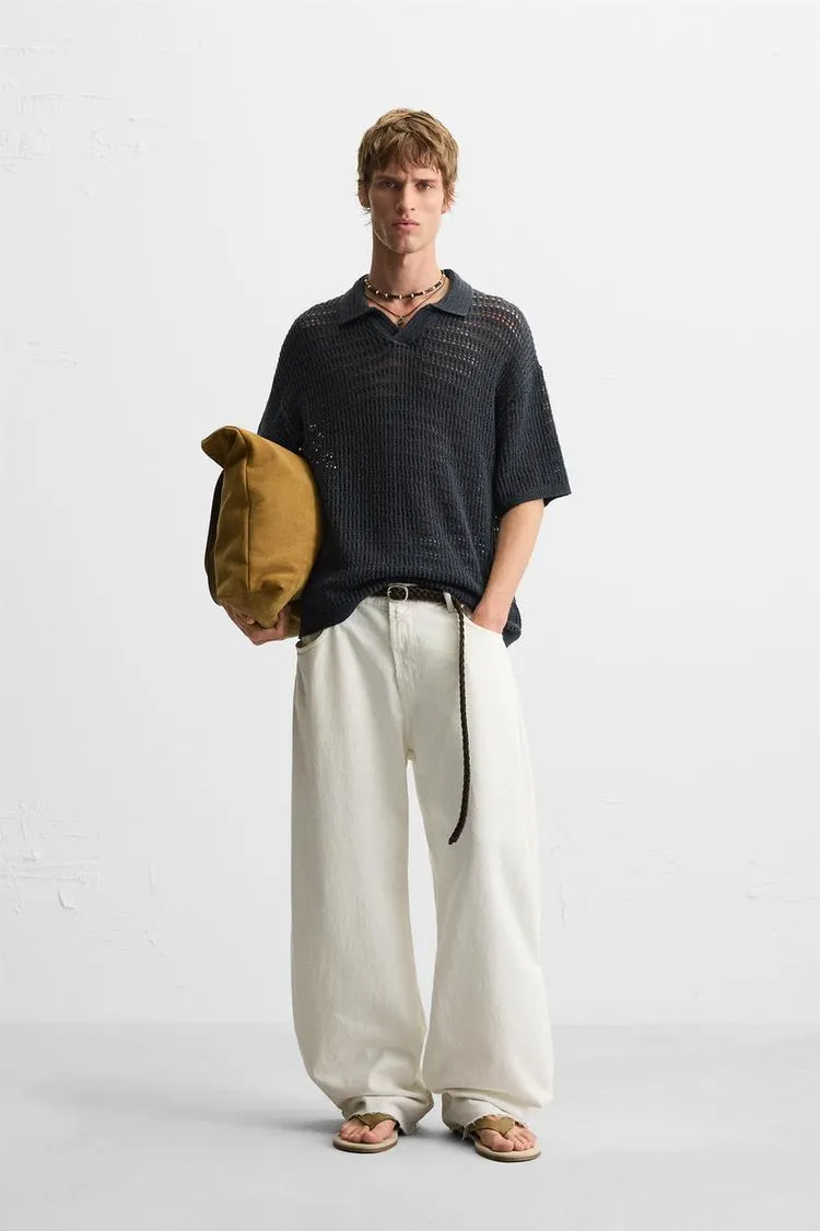 KNIT LACE POLO SHIRT