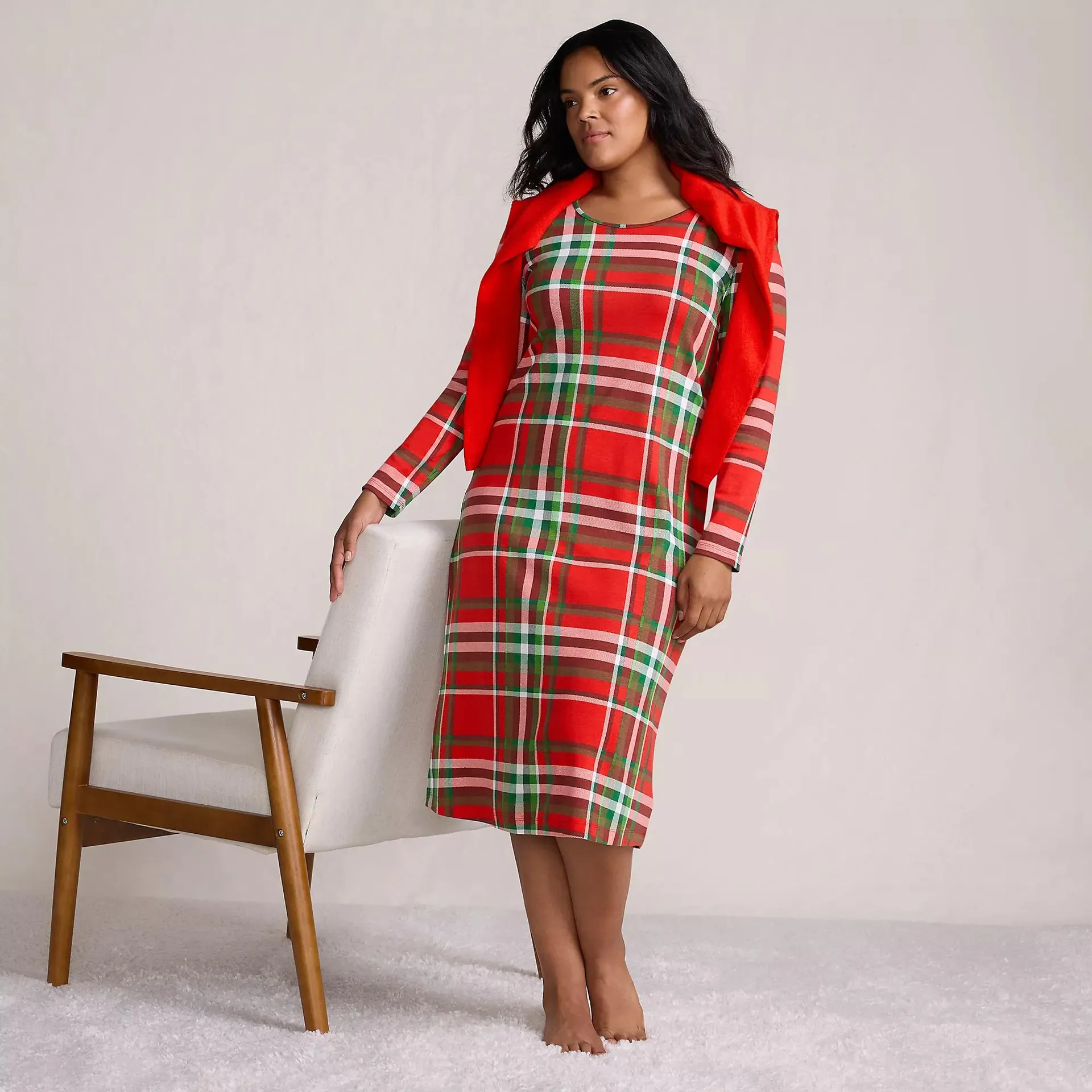 Women's Cotton Long Sleeve Midcalf Nightgown