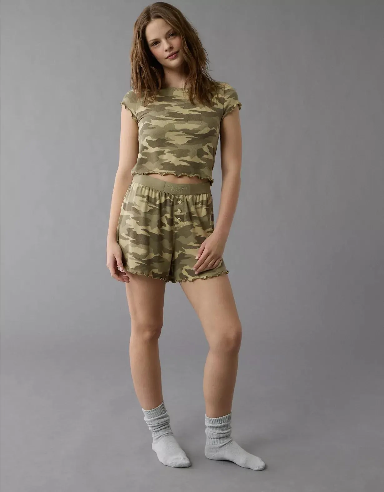 AE Camo Plush Baby Tee PJ Set