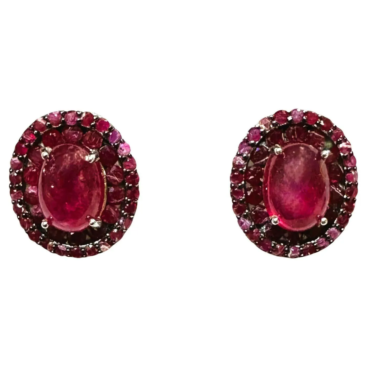 New Madagascar 2.42 carat Red Ruby & Red Sapphire Y Gold PL Sterling Earrings