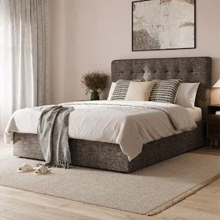 Sven Queen Tufted Storage Bed - Briar Gray