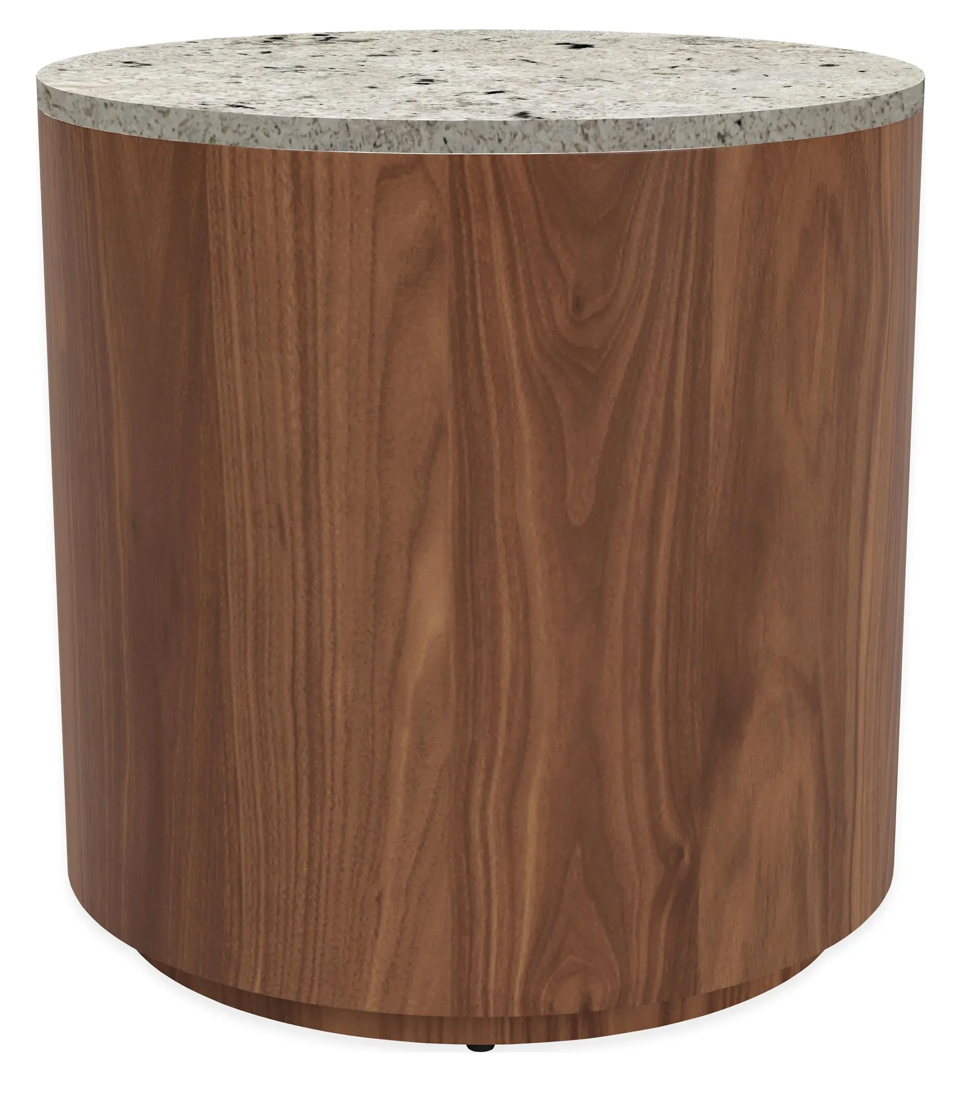Liam 22 diam 22h Round End Table in Walnut w/Mayfair White Top