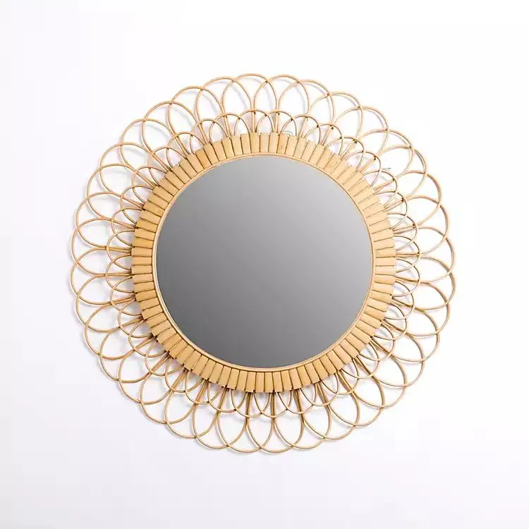 Round Sunny Rattan Wall Mirror