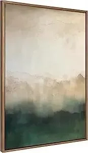Kate and Laurel Sylvie Green Mountain Abstract II Framed Canvas Wall Art by Amy Lighthall, 31.5x41.5 Gold, Soft Mountain Landscape Art for Wall