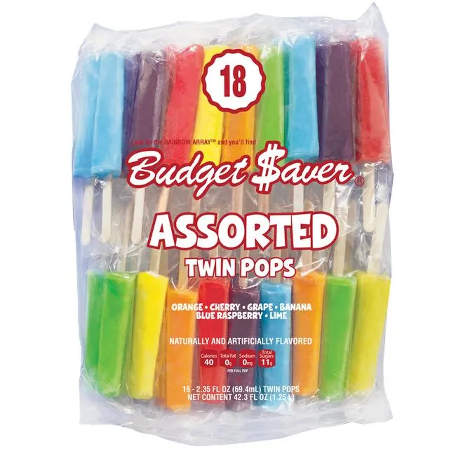 Budget Saver Twin Pops Assorted, 18 Count