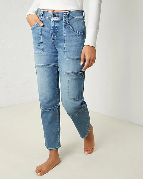 UpWest High Waisted Light Wash All Day Utility Jeans