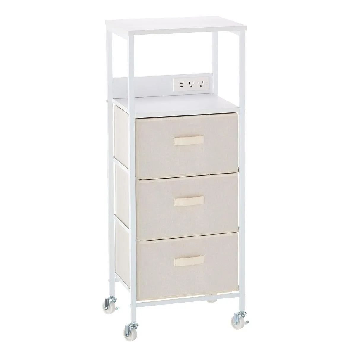 The Container Store 3-Drawer Rolling Cart w/ Power White