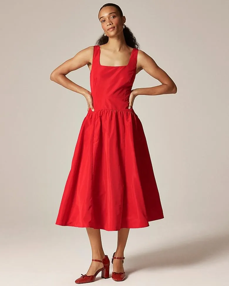 Collection drop-waist dress in taffeta