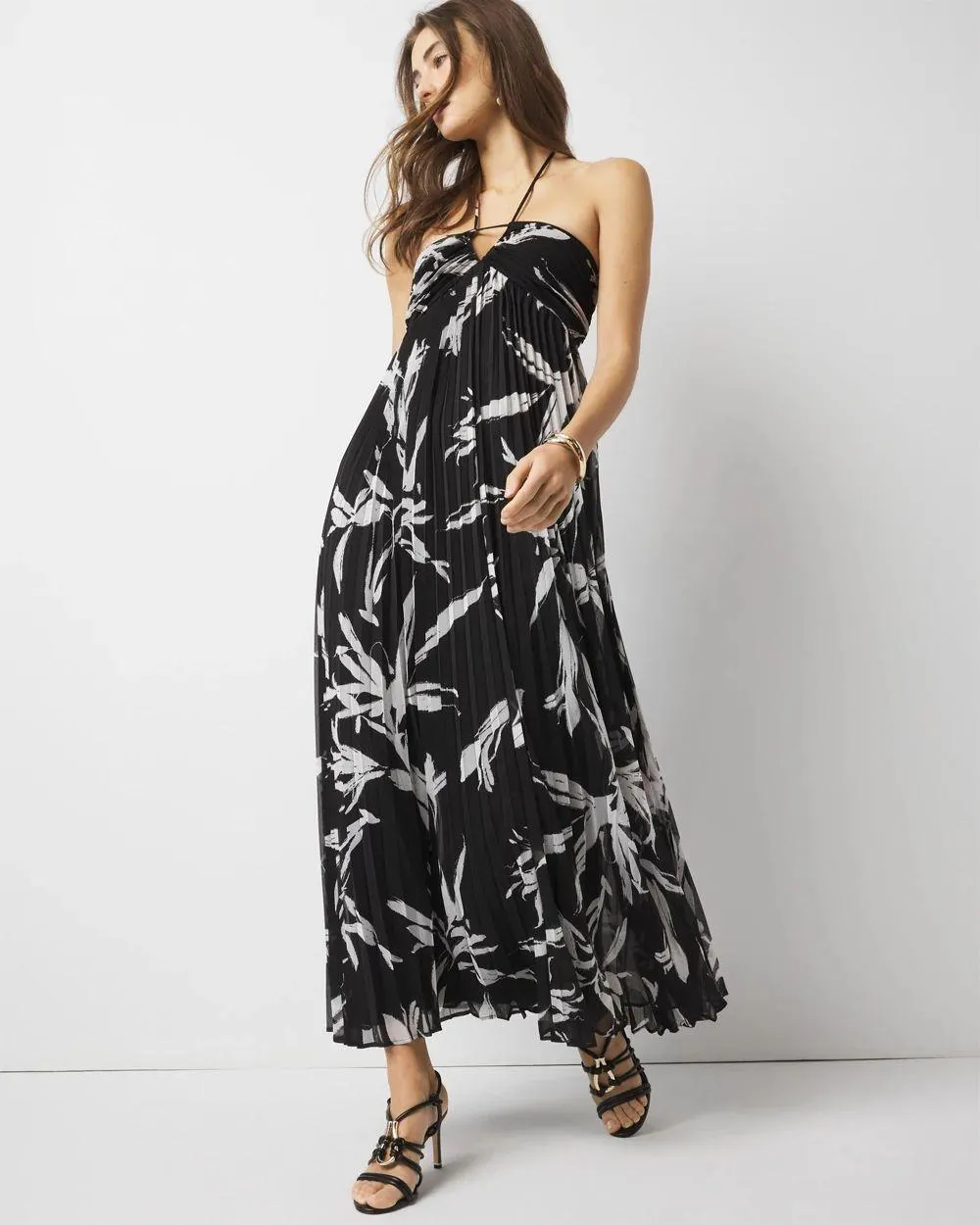 Halter Pleated Maxi Dress