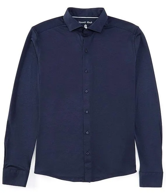 Melange Stretch Long Sleeve Woven Shirt