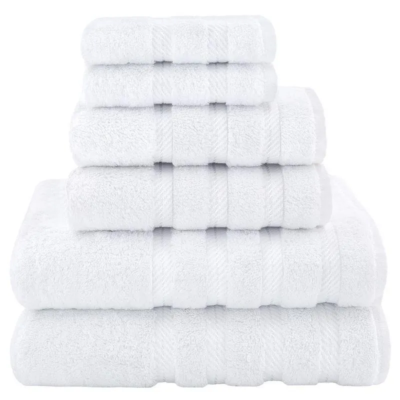 American Soft Linen Luxury 6 Piece Towel Set, 100% Cotton Soft Absorbent Bath Towels for Bathroom