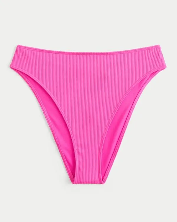 Curvy High-Leg High-Waist Ribbed Cheeky Bikini Bottom