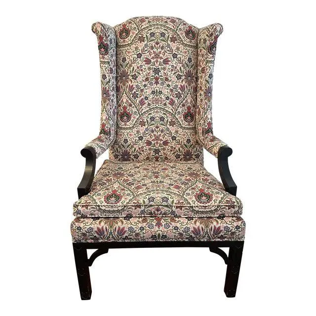 1960s Vintage Erwin Lambeth Floral Upholstered Wingback Chair
