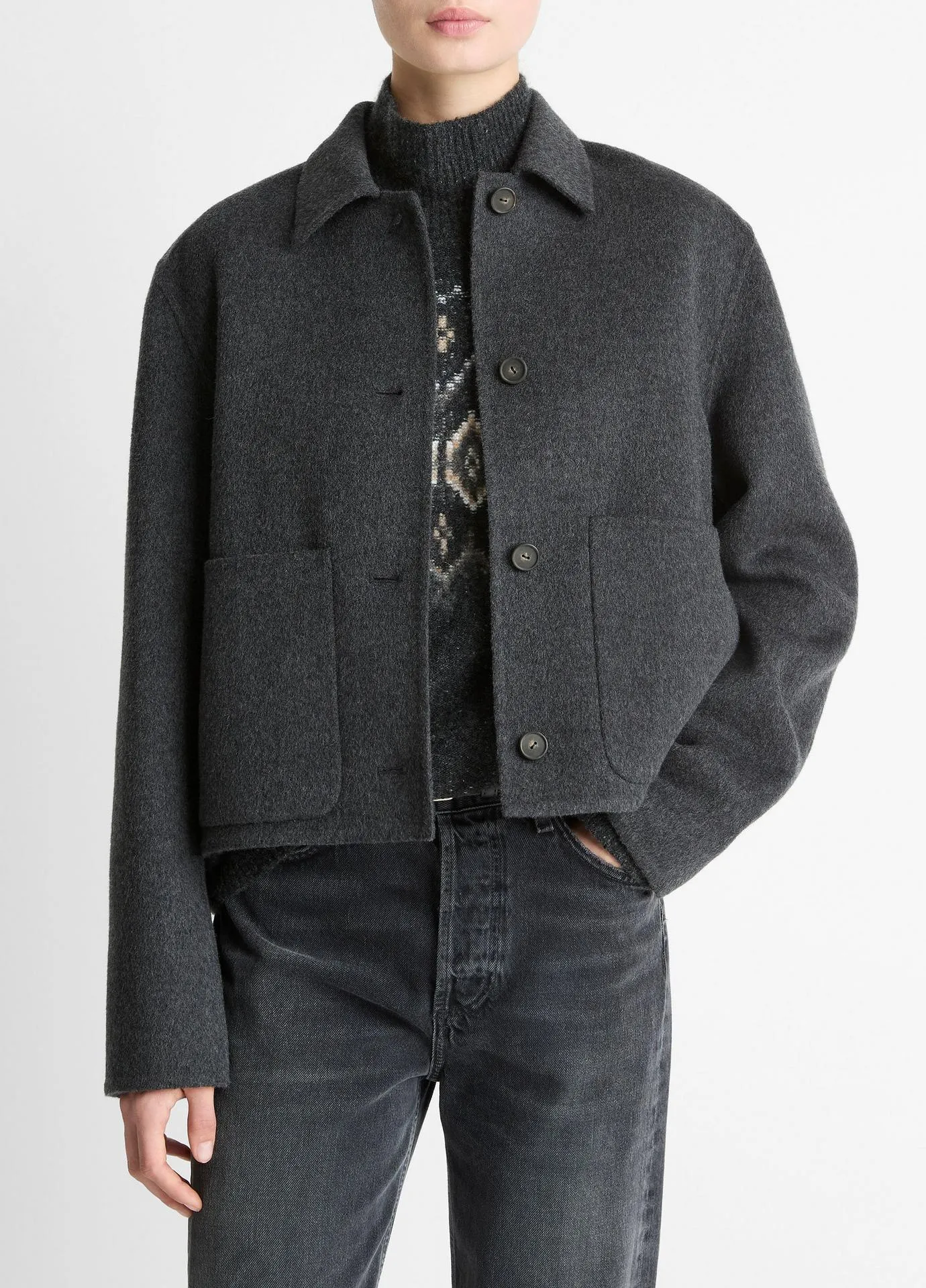 Wool & Cashmere-Blend Short Jacket