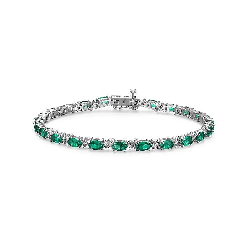 Classic Treasures Sterling Silver Birthstone Diamond Accent Tennis Bracelet