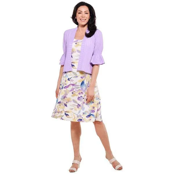 Womens Perceptions Ruffle Sleeve Floral Jacket Dress