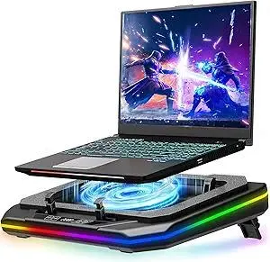 MOUNTUP RGB Laptop Cooling Pad for 13-19 Inch, Max 3500RPM Gaming Laptop Cooler, Cooling Pad Stand with Touch Switch to Control Speed, Laptop Fan Cooling Pad with Powerful 4.72 Inch Turbo Fan
