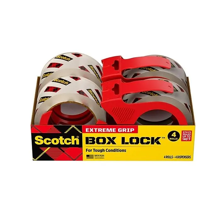 Scotch Box Lock Shipping Packing Tape with Refillable Dispensers,