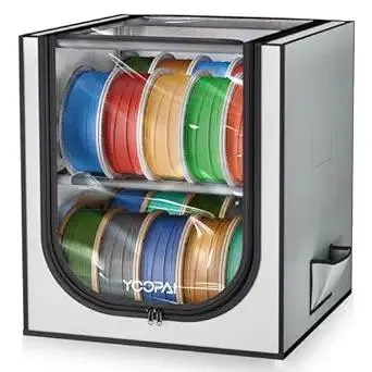 YOOPAI 3D Printer Filament Storage Box with Desiccants - 2 Tiers Metal Filament Storage Rack with Cloth Cover,Holds Up to 24 Rolls of Filaments - 3D Filament Holder for Home, Office Workshop, Studio