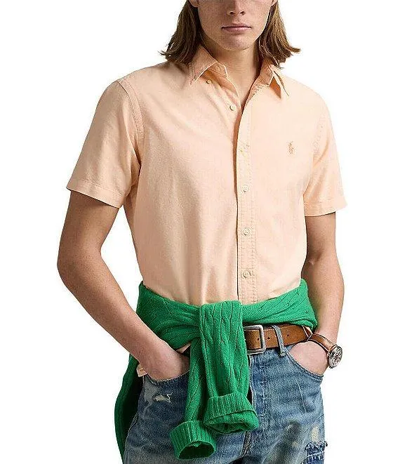 Classic Fit Mineral-Dyed Oxford Short Sleeve Woven Shirt