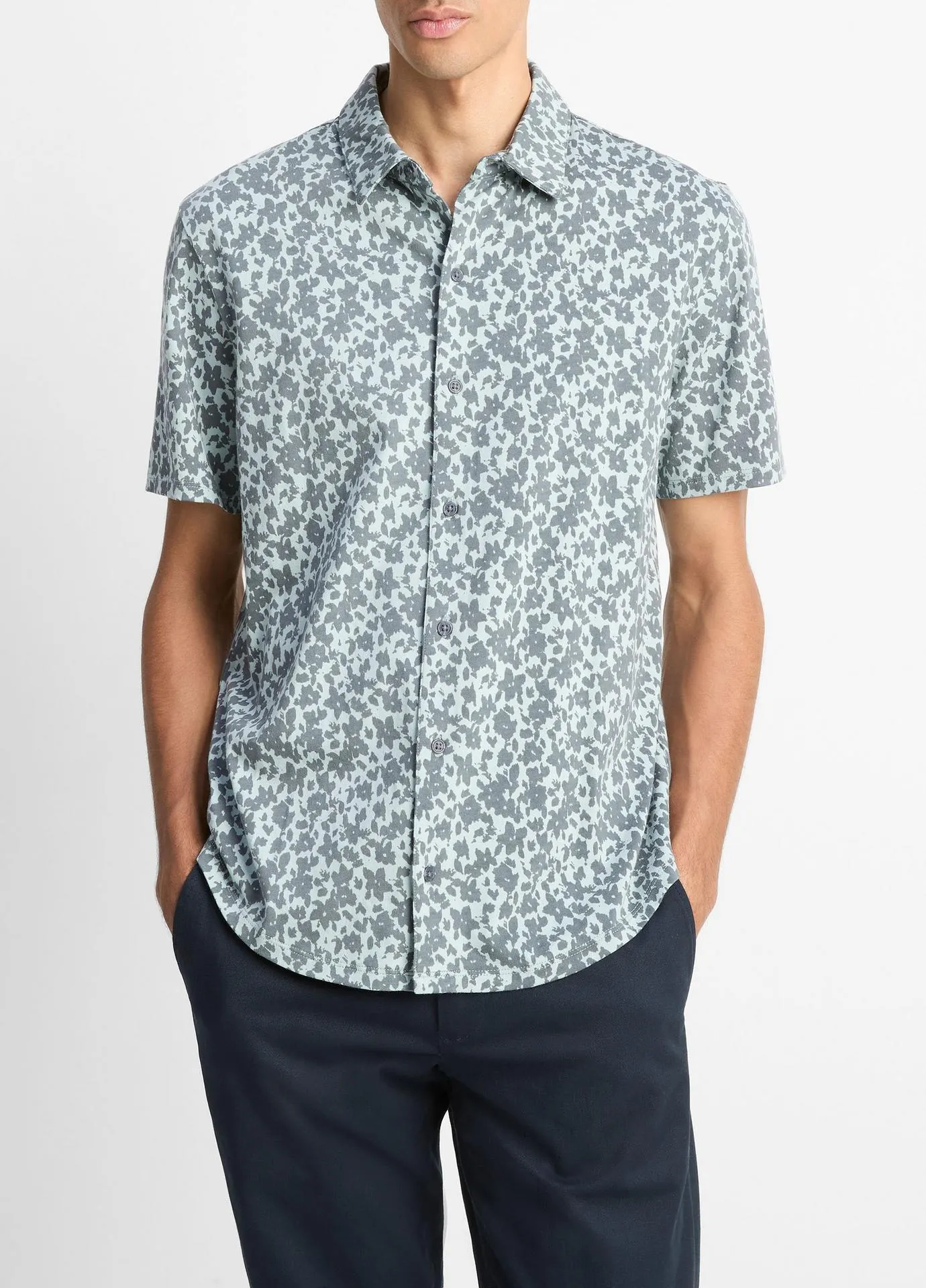 Floral Pima Cotton Short-Sleeve Button-Front Shirt