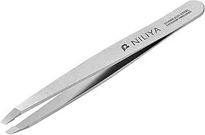 Eyebrow Tweezers for Women Facial Hair, Precision Stainless Steel Slant Tweezers, Sharp Eyebrow Plucker for Remove Hair and Blackhead, With Travel Case