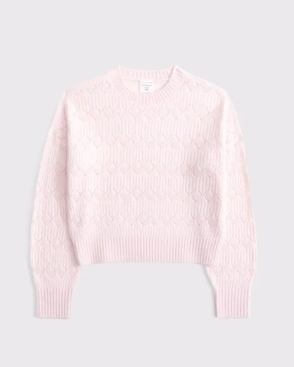 pointelle crew sweater