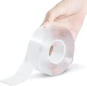 Double Sided Tape Heavy Duty, Multipurpose Removable Mounting Tape Adhesive, Reusable Strong Stick Wall Tape Strip Clear Adhesive for Poster Carpet Tape Sticky Items-(9.84 feet)-White (A2)