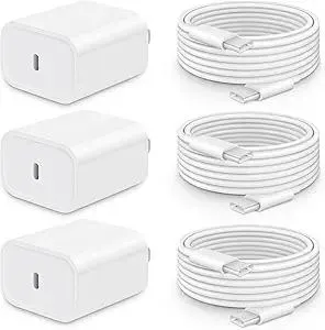 i Phone 17 16 15 Charger Fast Charging-20W USB C Power Brick with 6Ft Type C to C Cord for i Phone 17/17 Pro/17 Air/17 Pro Max/16/16 Pro/16 Plus/16 Pro Max/15 Series, i Pad Pro & More [3 Pack]