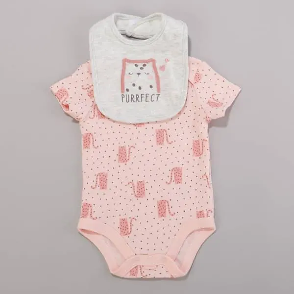 Baby Girl (NB-9M) bon bébé® Kitty Purrfect Bodysuit & Bib