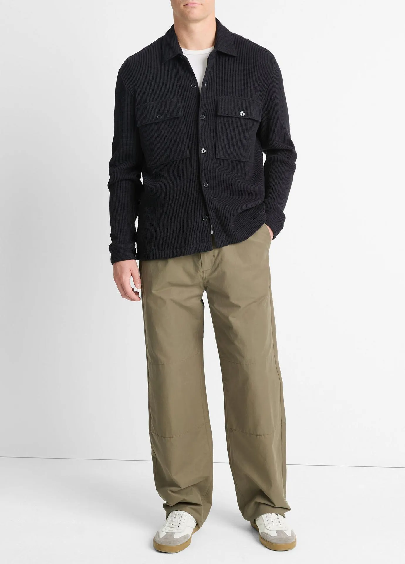 Chunky Waffle Cotton-Blend Shirt Jacket