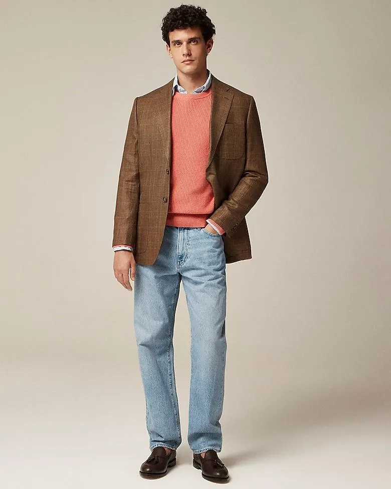Relaxed-fit blazer in English wool-linen blend