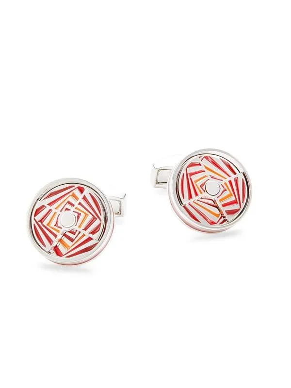 Rhodium Plated Enamel Mirage Cufflinks