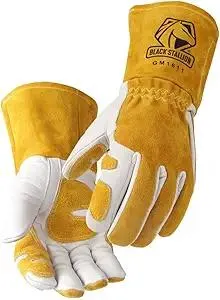 Black Stallion Revco GM1611 Top Grain Leather Cowhide mig Welding Gloves with Reinforced Palm & Thumb and Index Finger for Extra Protection (Large), Tan