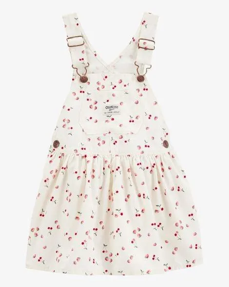 Baby Girl Cherry-Print Jumper Dress - White