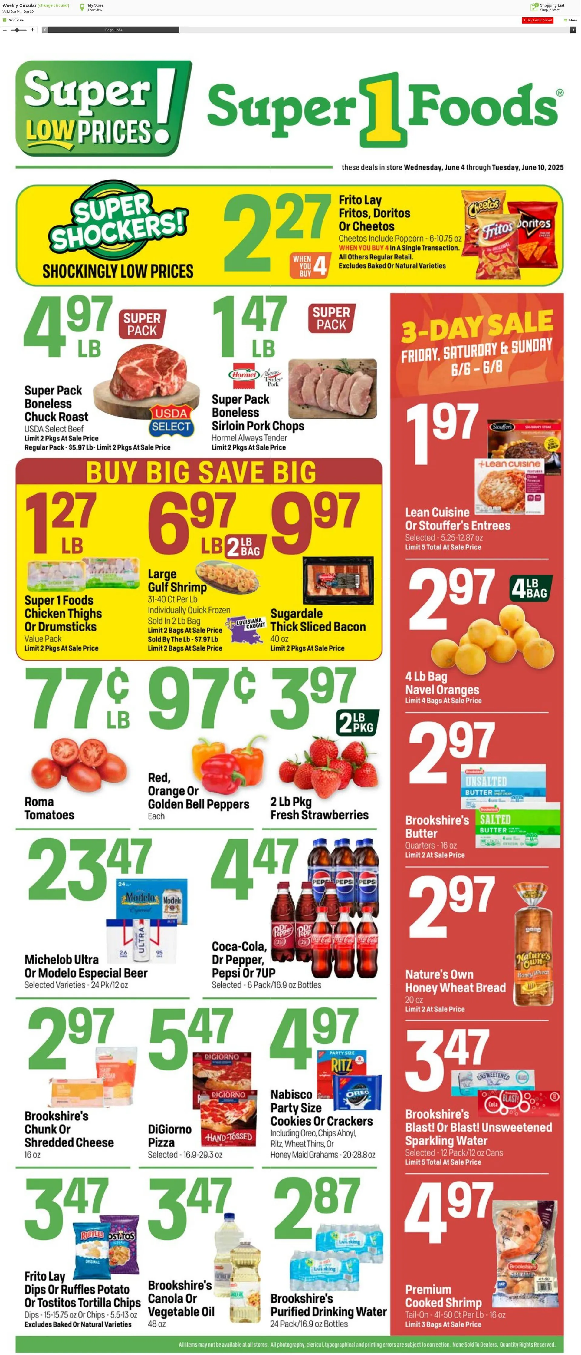 Weekly ad Super1Foods from June 11 to June 17 2025 - Page 1