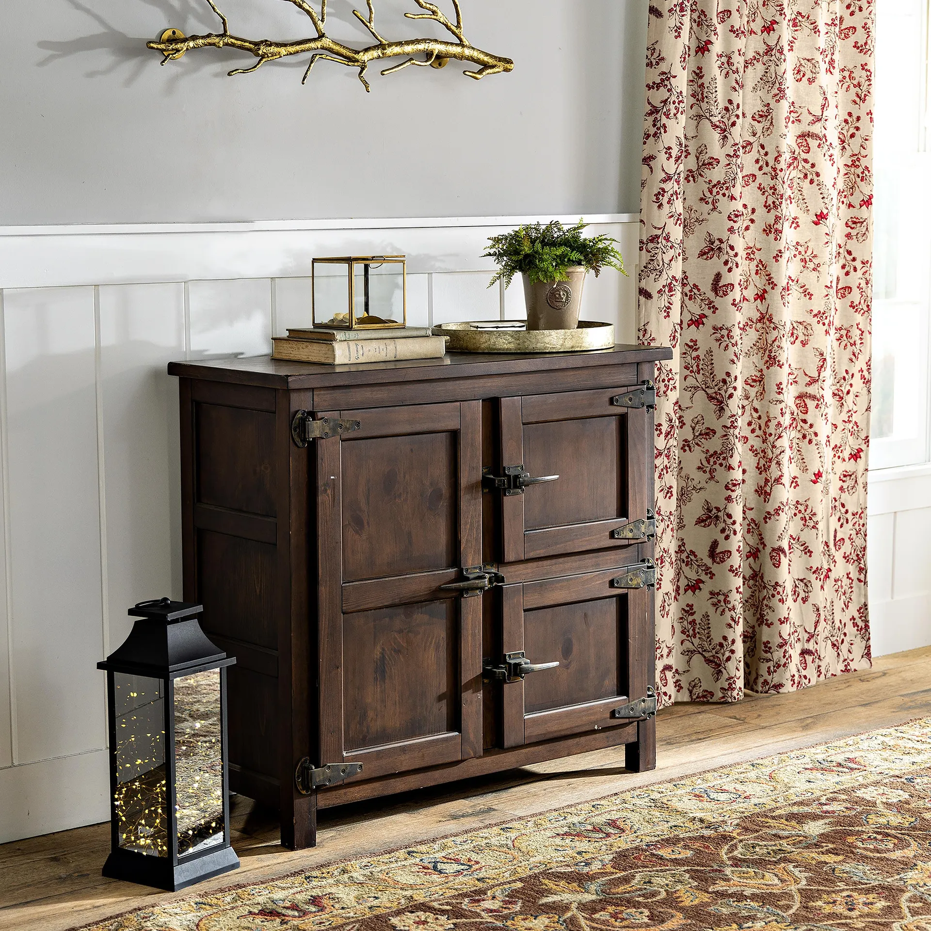 Portland Ice Box Wood Console Table with Replica Hardware