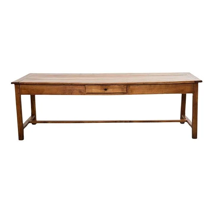 Country French Provincial Fruitwood Farmhouse Trestle Dining Table