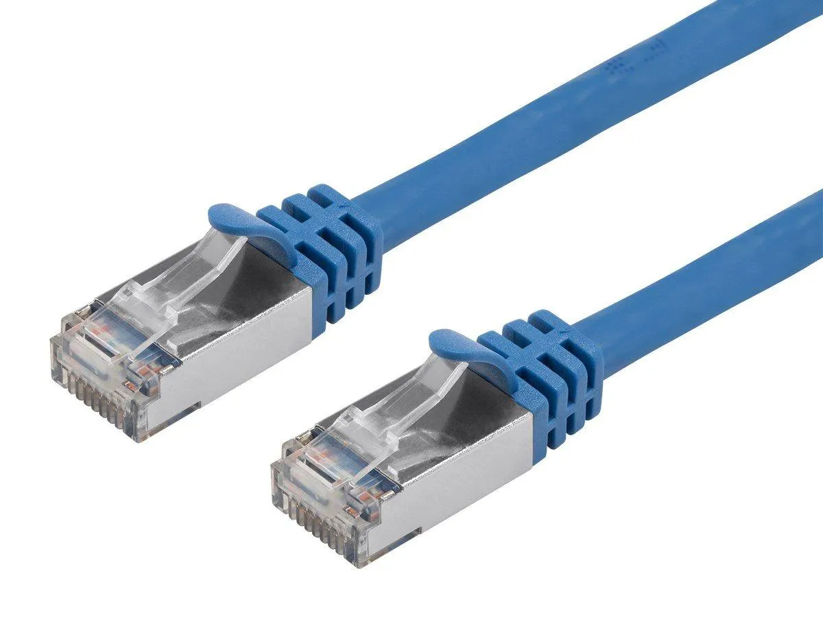 Monoprice Cat7 1ft Blue Patch Cable, Double Shielded (S/FTP), 26AWG, 10G, Pure Bare Copper, Snagless RJ45, Entegrade Series Ethernet Cable